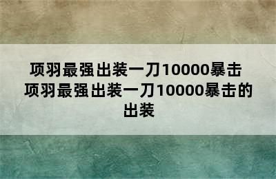 项羽最强出装一刀10000暴击 项羽最强出装一刀10000暴击的出装